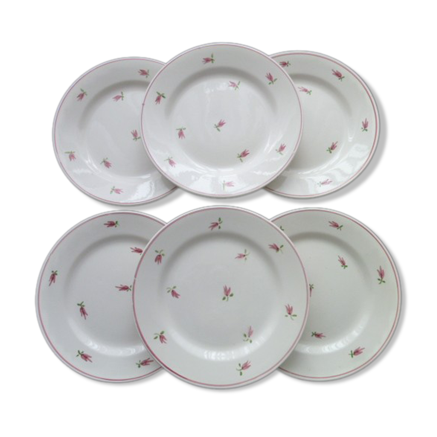 Set of 6 dessert plates in Niderviller earthenware Model Lille