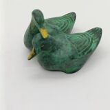 Deux canards verts et dorés en laiton
