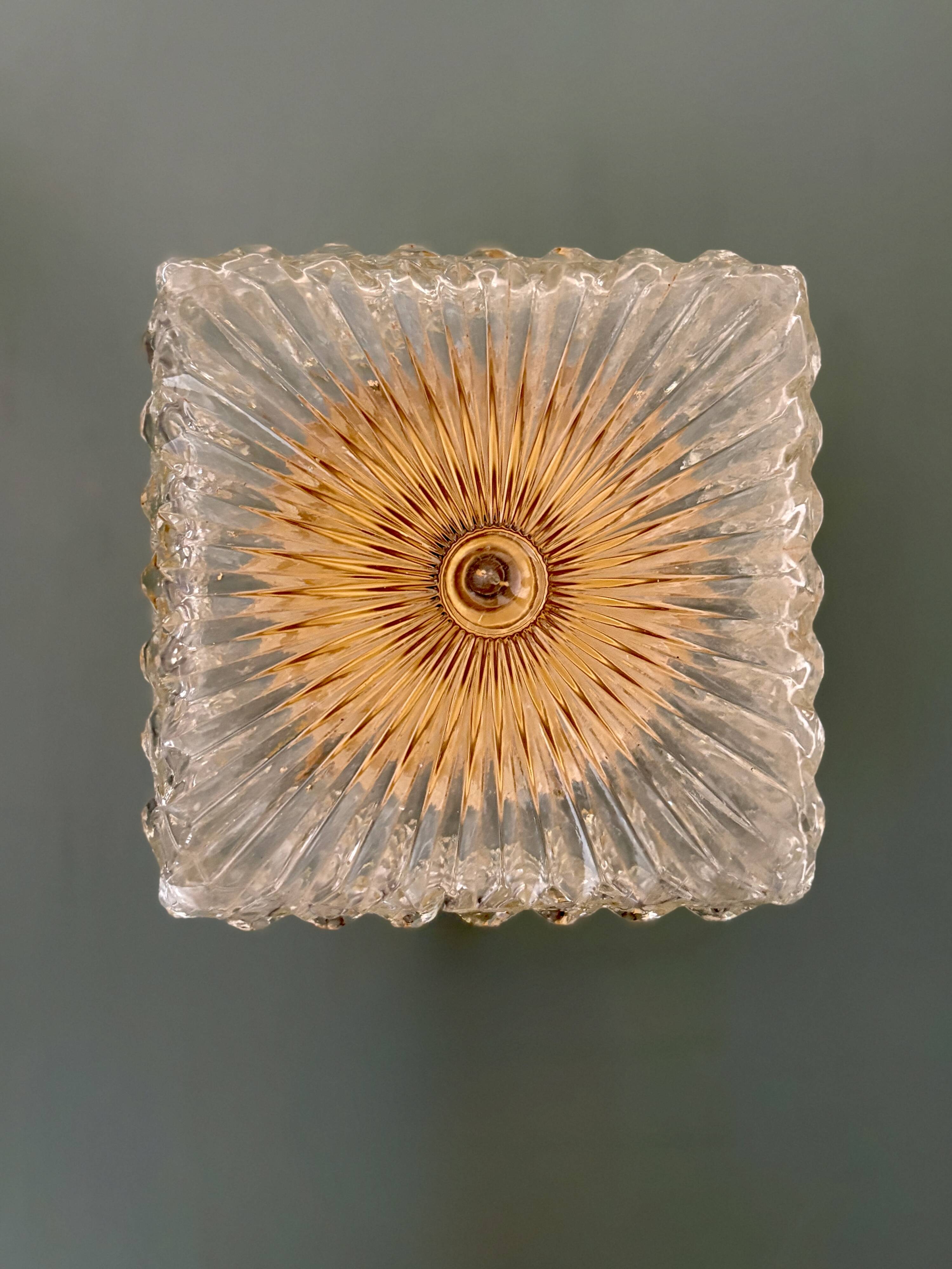 Vintage square glass globe wall/ceiling light.