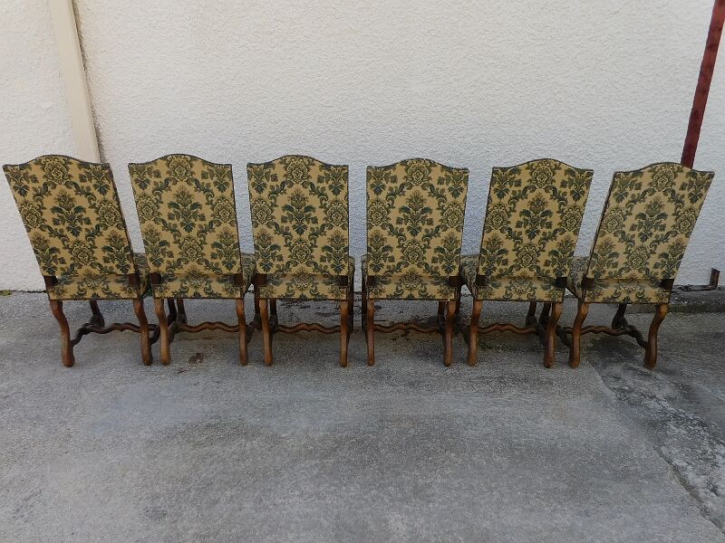 Series of 6 louis Xlll chairs in sheep bone