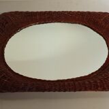 Vintage woven wicker mirror
