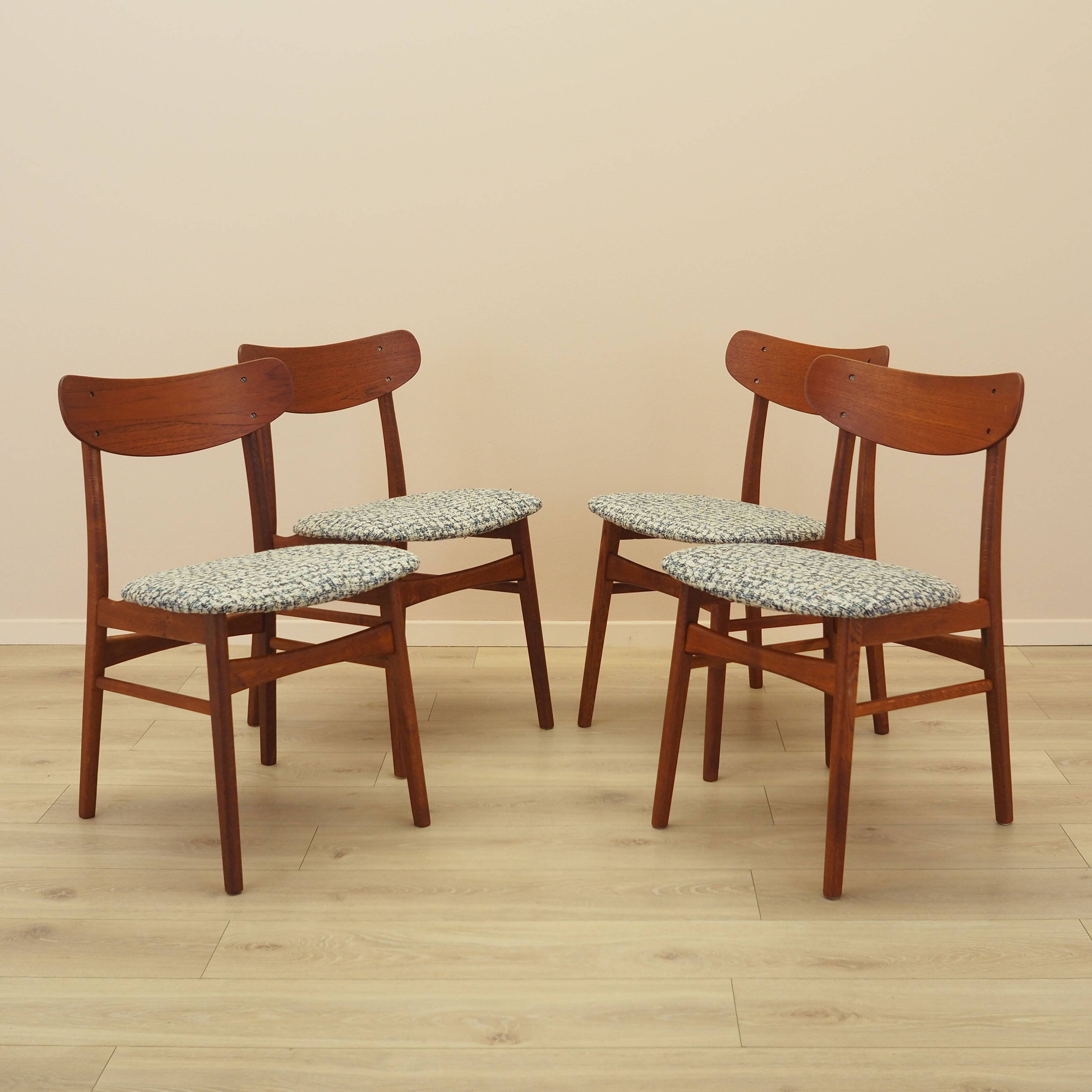 Set of four teak chairs, Danish design, 1970s, made in Denmark