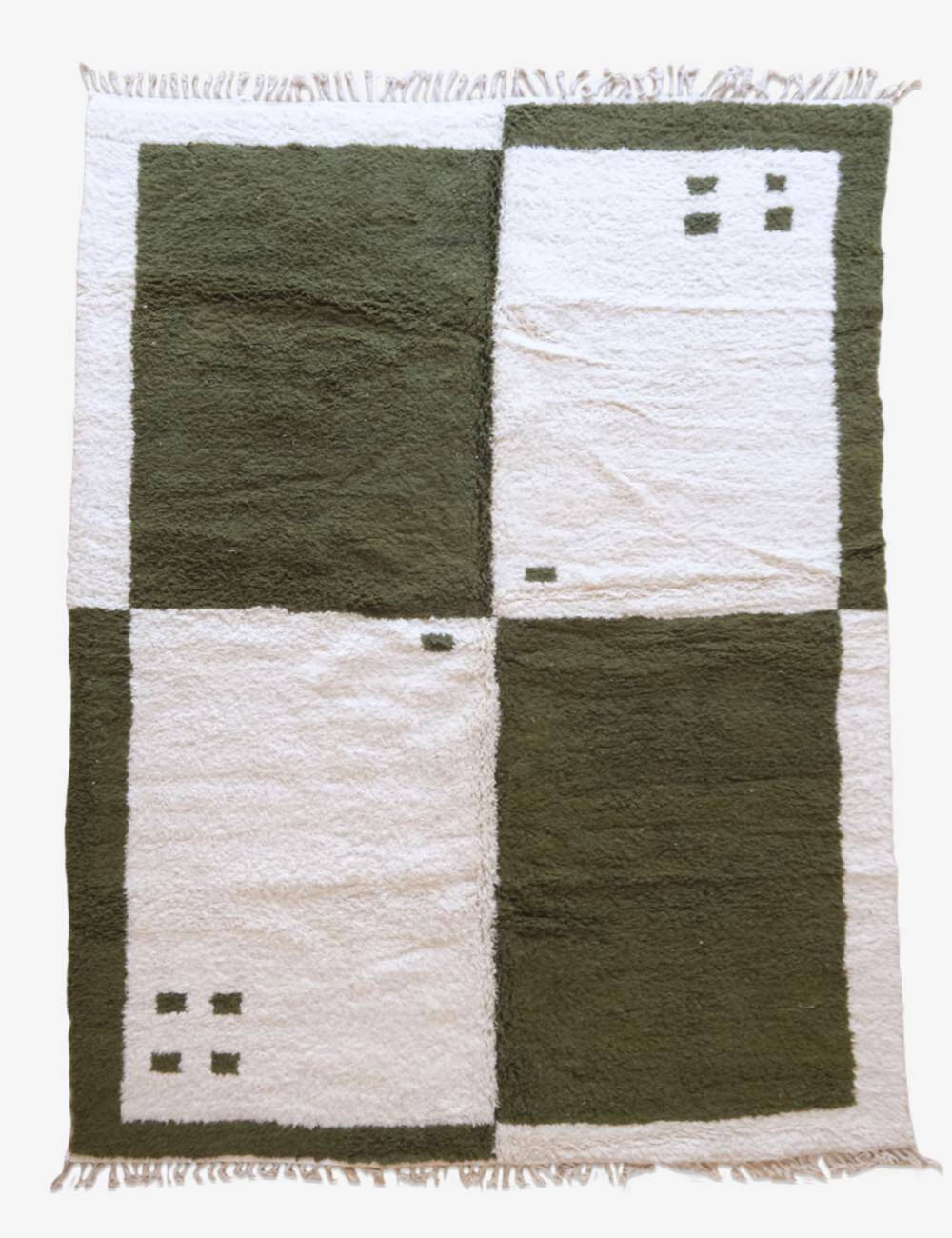 Contemporary Green and White Rug - 352 x 254 cm