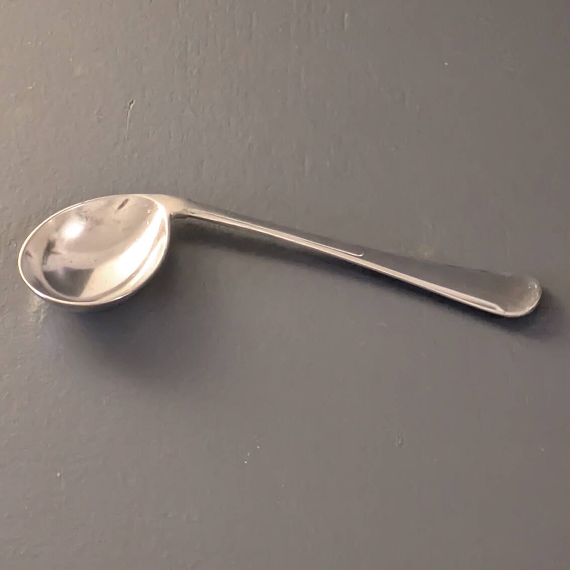 Wiskemann baby porridge spoon, Swiss silver