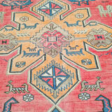 Tapis d'orient fait main de couloir caucasien ancien Kazak  3,09 x 1,52 m