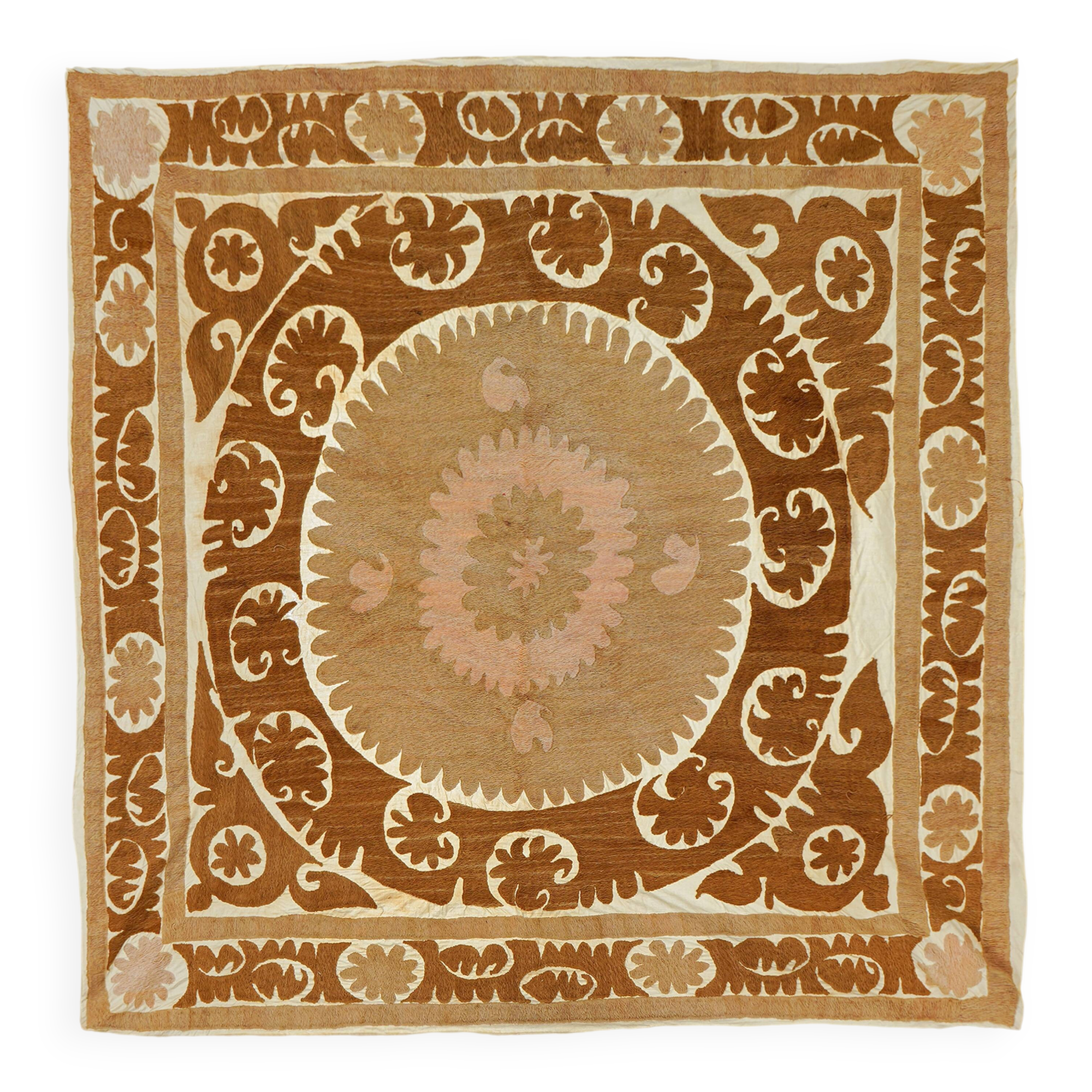 Hand-knotted rug, vintage Turkish rug 129x133 cm