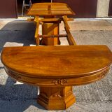 Art Deco table 1930 oval solid oak with extensions