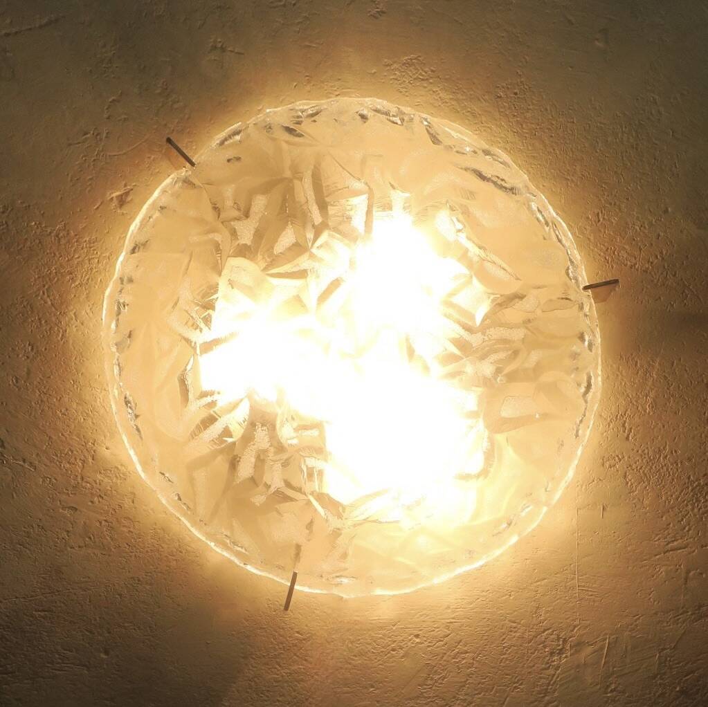 Frosted glass plafonnier, Kaiser Leuchten label, 1970s