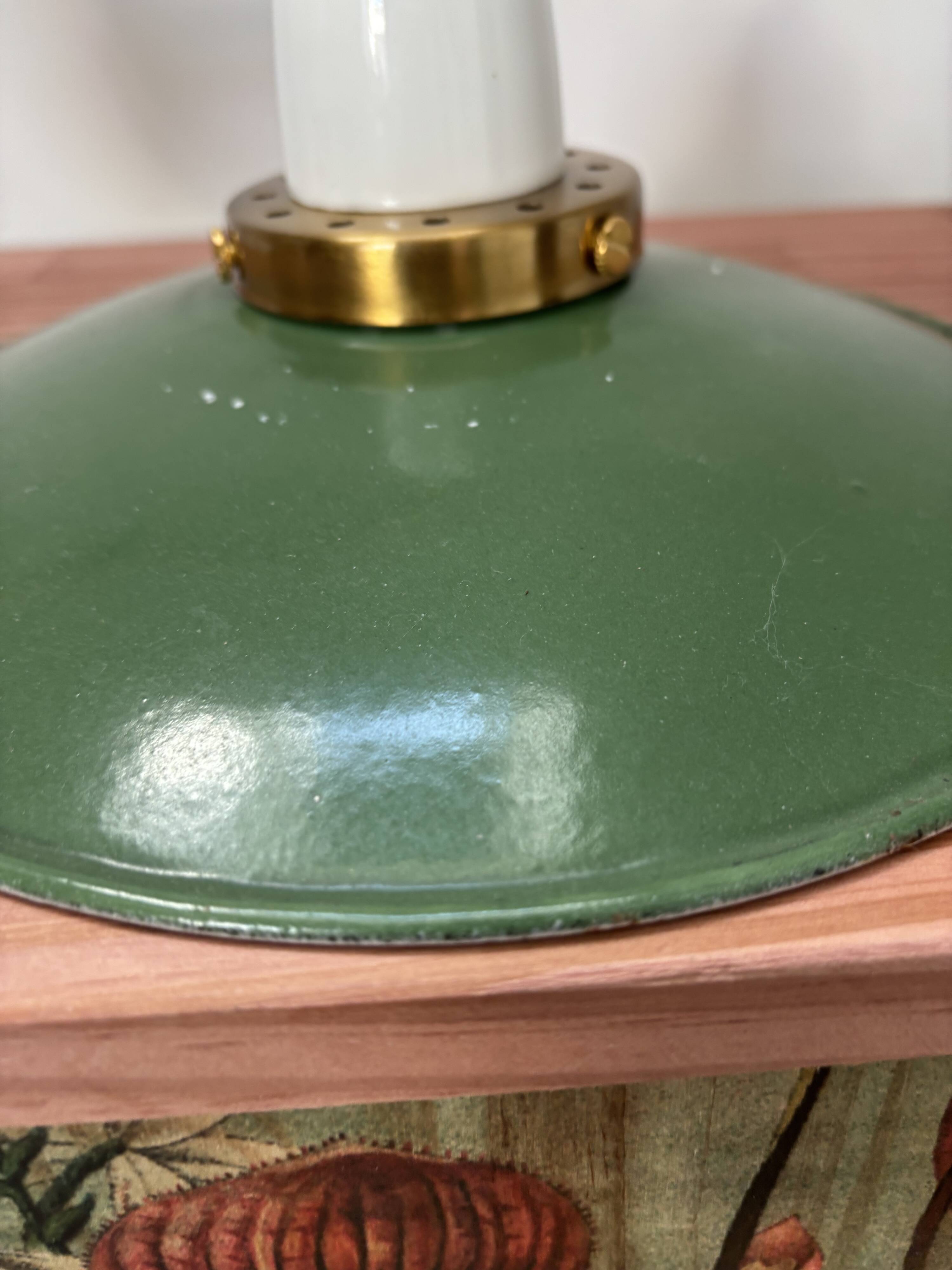 Vintage enamelled sheet metal swan neck wall light
