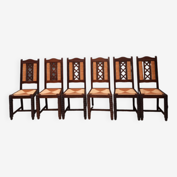 6 chaises style dudouyt art deco 1950