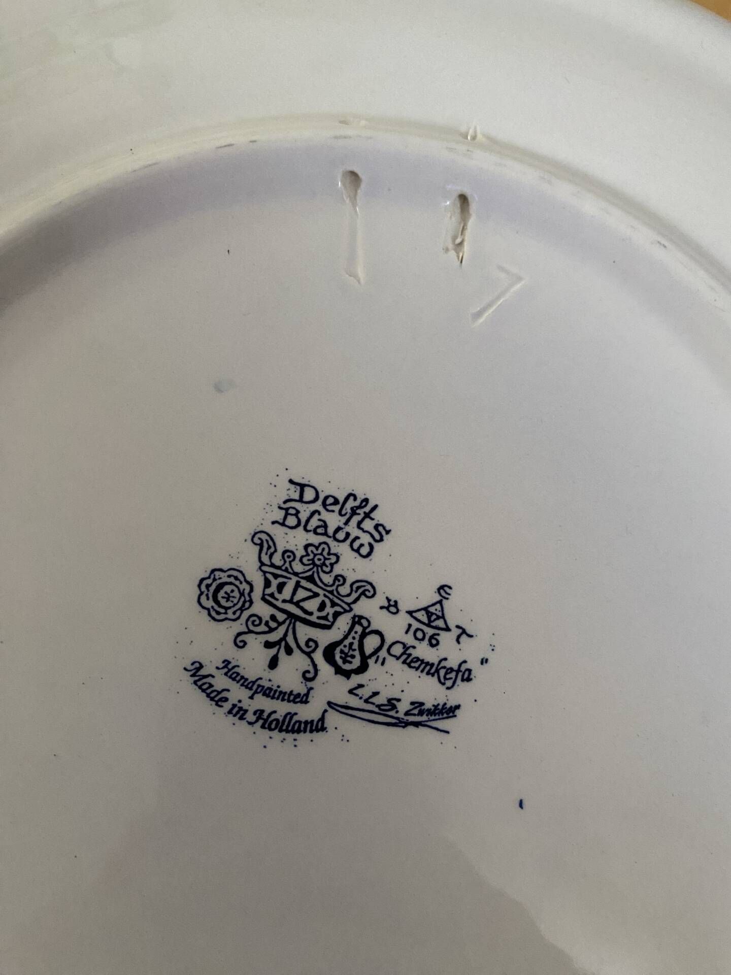 Large vintage wall plate in Delft pottery "L'Angélus" by Chemkefa
