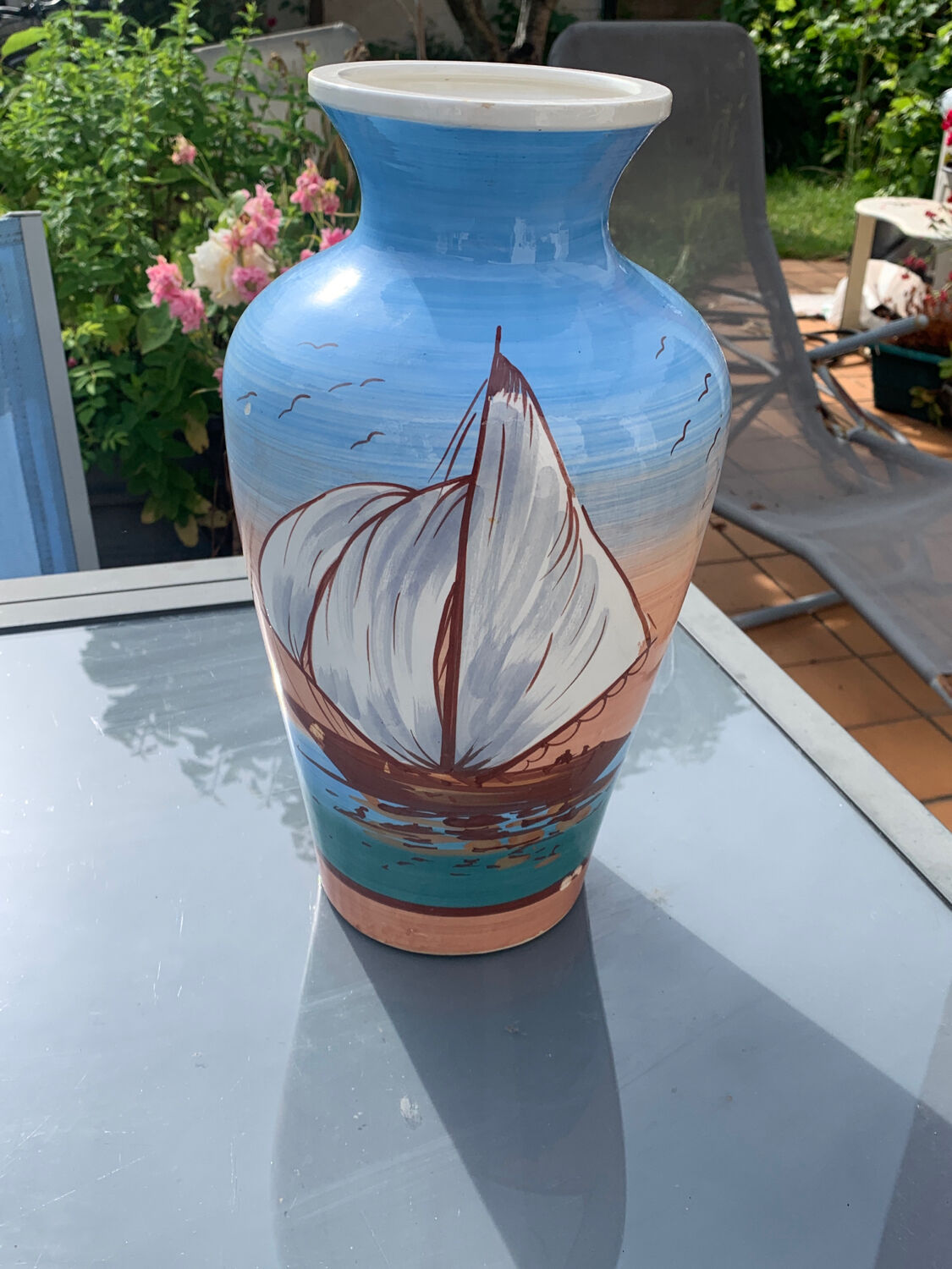 Vase décor bateaux mer