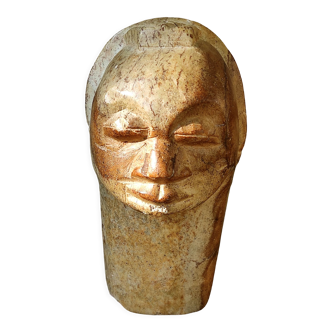 Stone sculpture - African head - Gabon