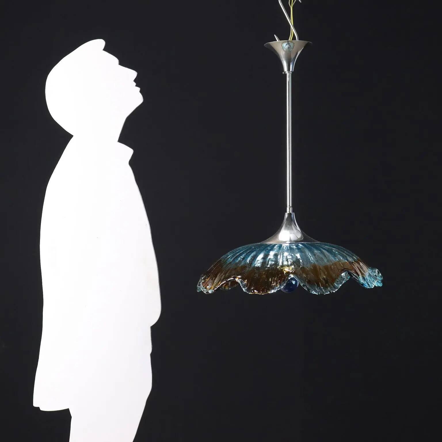 Glass ceiling light, Italy, 1970s