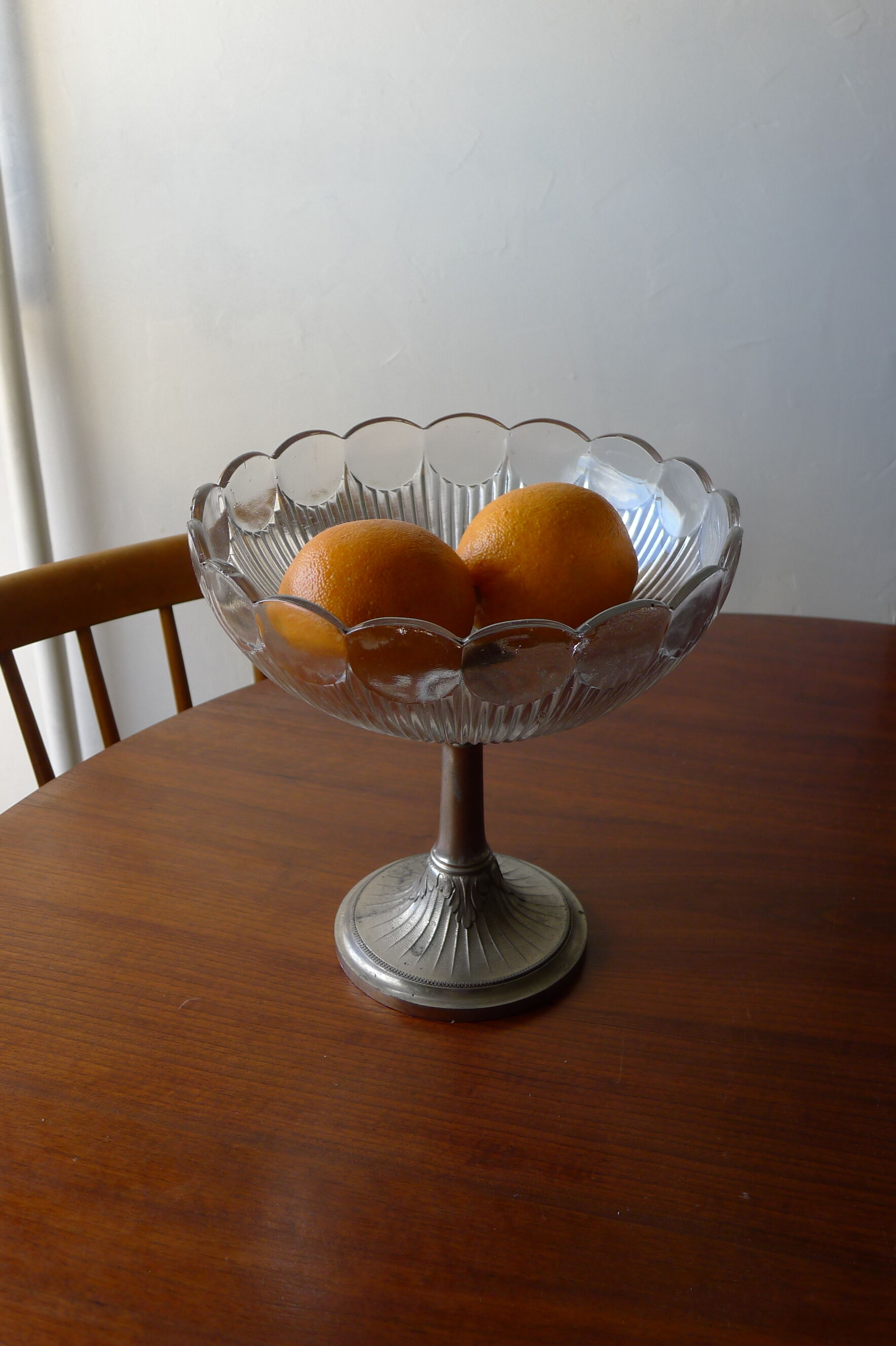 On foot vintage fruit bowl