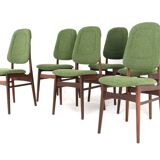 Ensemble de 6 chaises de salle à manger en teck hollandais design vintage
