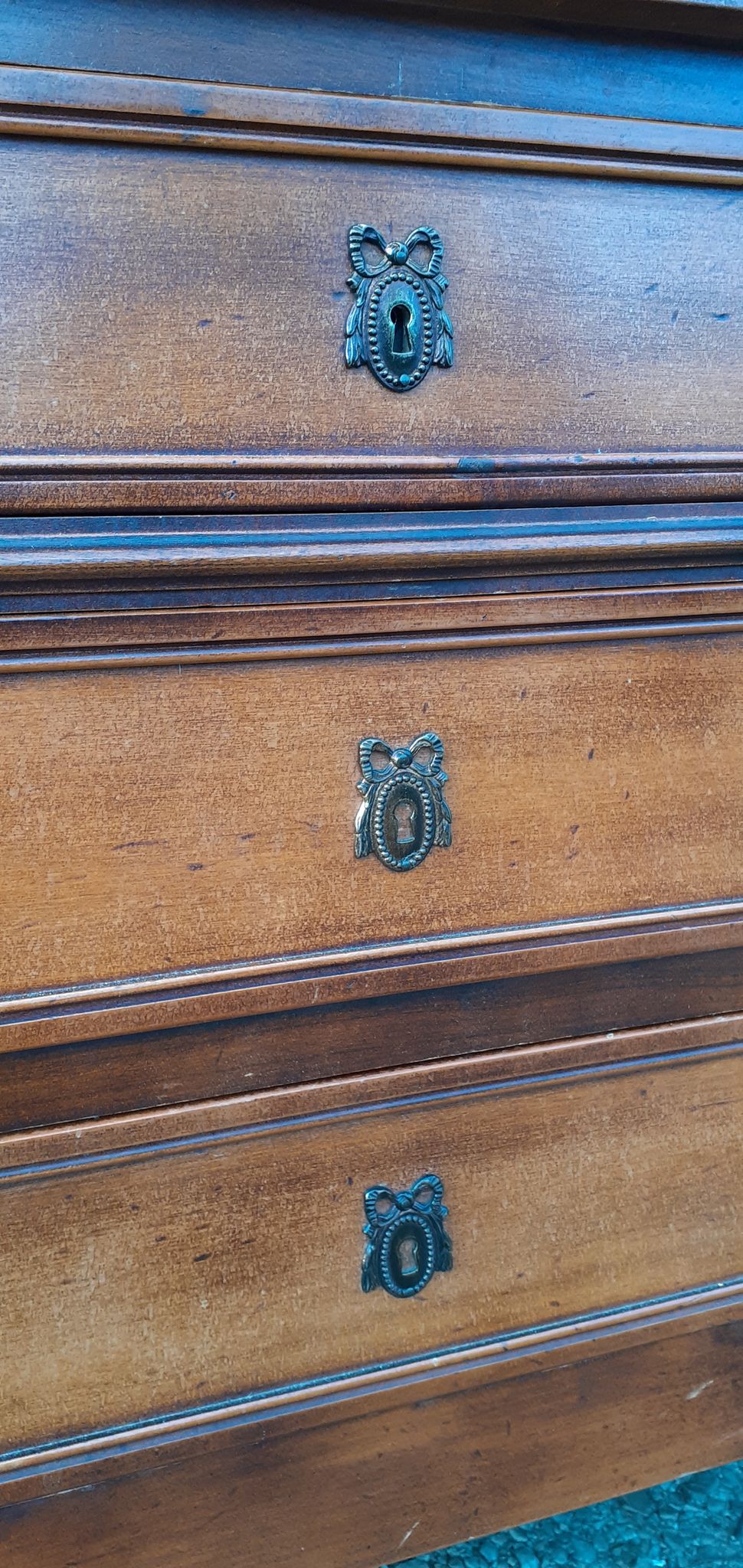 Chest of drawers 3 drawers louis XVl style wood and bronze