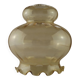 Grand abat-jour en verre ambré du milieu du siècle avec effet nervuré et bord festonné