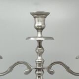 1950s Stunning Candelabra for Three Candles in Stainless Steel. Handmade. Made in Italy