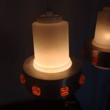 Pair of 1970s Space Age glass and aluminum lamps