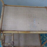 1960 vintage wicker rattan and bamboo trolley