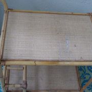 1960 vintage wicker rattan and bamboo trolley