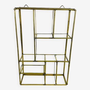 Miniature glass and brass display case, shelf