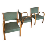 3 Fauteuils Steiner sieges assise verte
