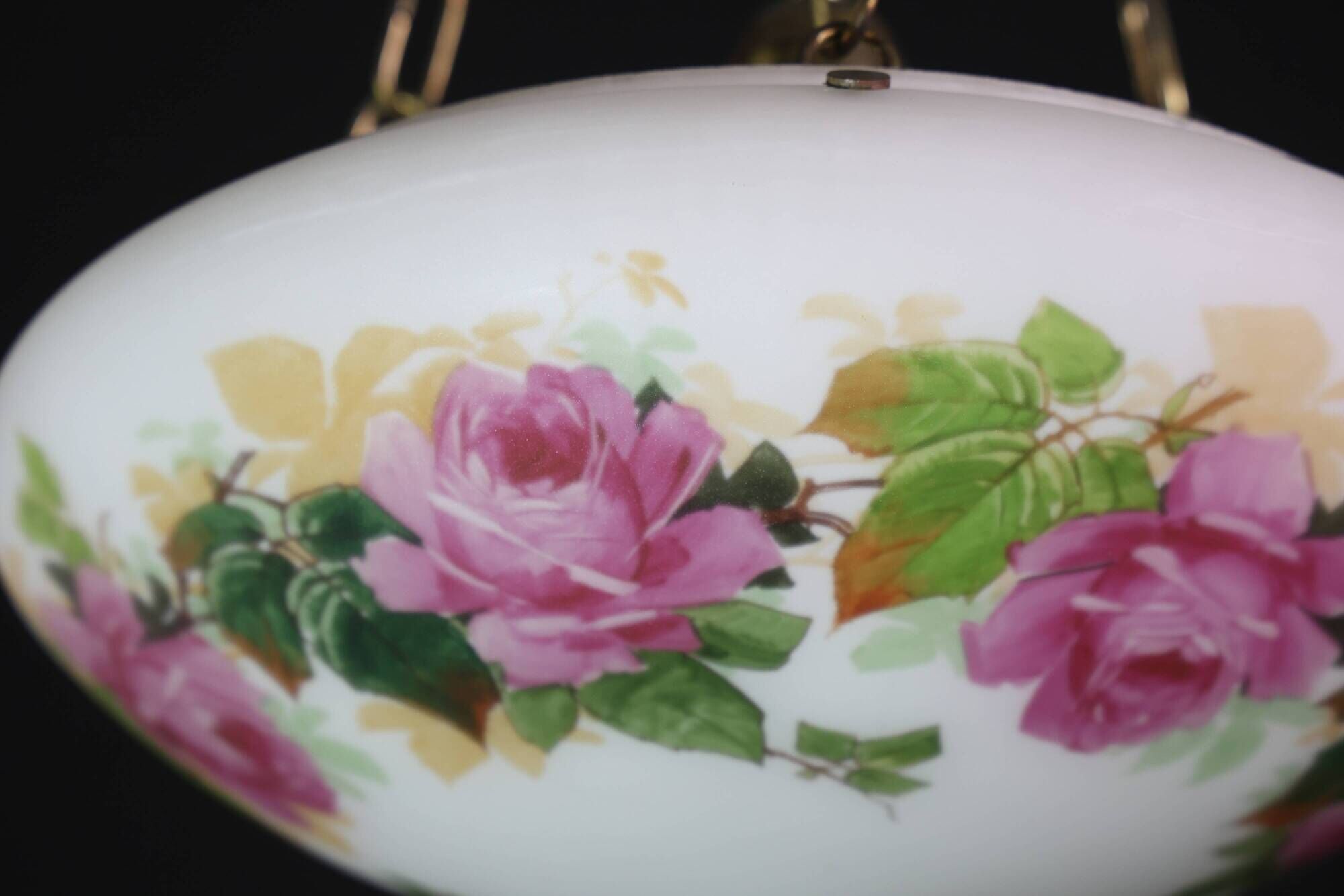 Vintage Glass Chandelier with Floral Decorations, Gallè Style, 1960
