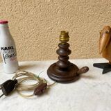 Turned wood lamp base, French craftsmanship, vintage art deco, minimalist, 40s/50s