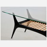 Table d'appoint en bois et verre