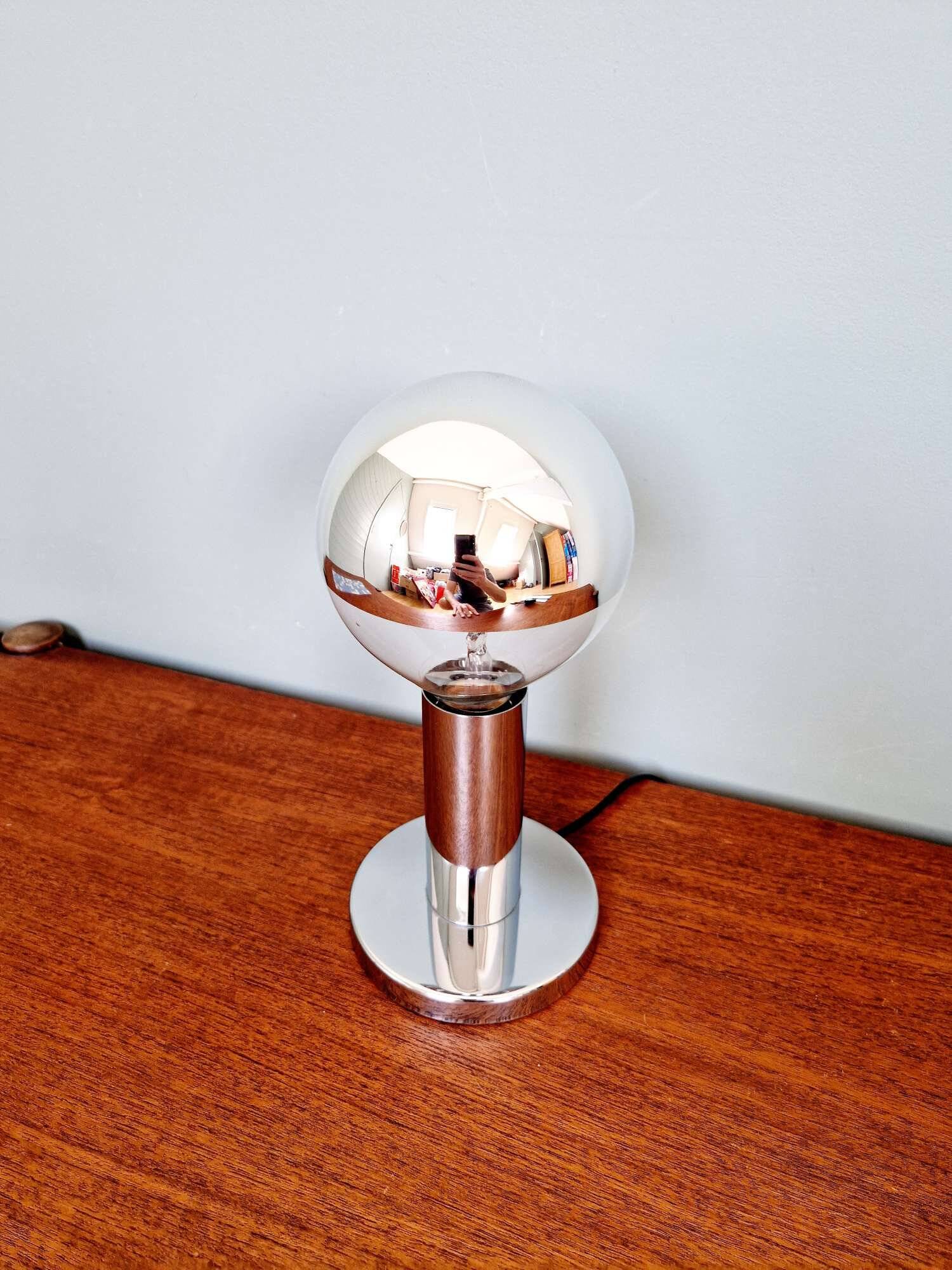 Space Age chrome metal table lamp, 1970s