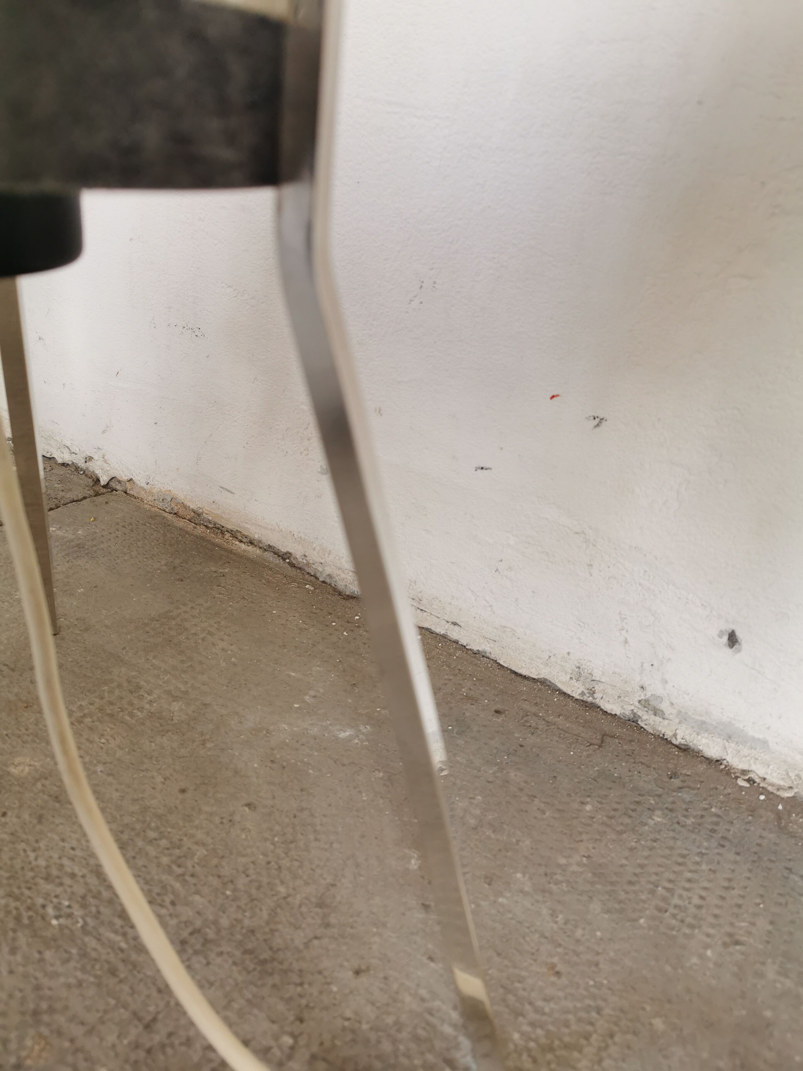 Floor lamp seventies totem, chrome and suede