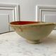 bol / coupe en céramique design émaillée asymétrique orange et beige années 60-70