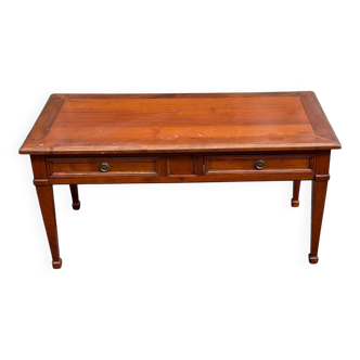 Rectangular Louis XVI coffee table in solid wood, extendable with drawers.