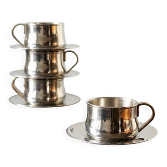 Set of 4 stainless steel espresso cups 18/10, Inoxriv Italy, vintage 1970–1990