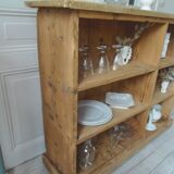 Vintage craft furniture on casters in pitch pine, 6 lockers.