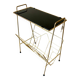 End table, Erdecor magazine holder in gold metal and black glass