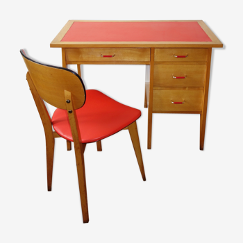 Bureau enfant et sa chaise années 50