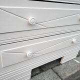 Commode vintage table à langer blanc poudré