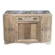 Art Deco vintage Parisian buffet renovated in solid oak and pink marble from the 1930s.