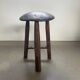 Antique tripod wooden stool, brutalist, wabi sabi style