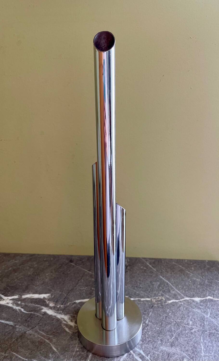 Organ vase with 3 chrome metal soliflores from the 70s
