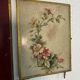 Vintage 1900s triptych barber mirror JB gilt burgundy - 30 x 67 cm