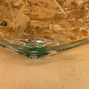 Ancien Vide Poche Coupe Cristal Vert & Transparent Vintage #B087