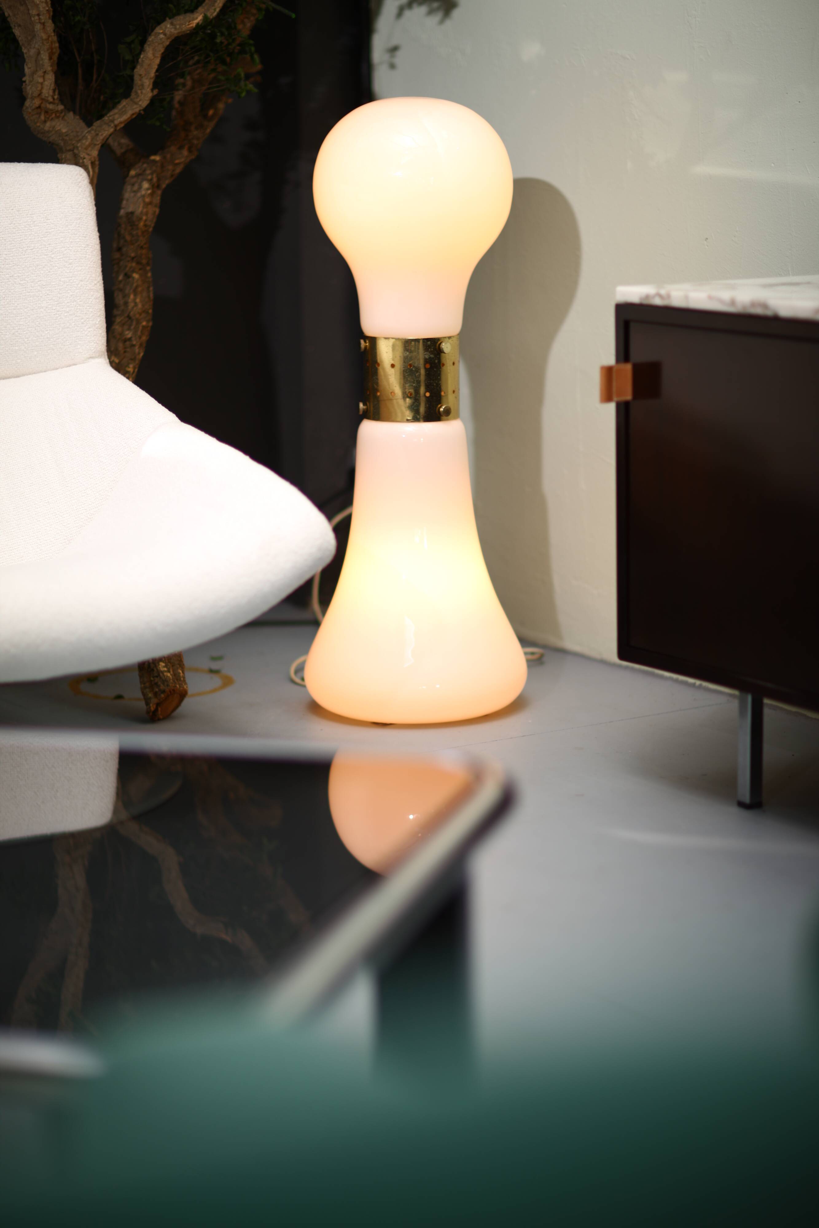 Brillo Floor Lamp in White Murano Glass Attributed to Carlo Nason