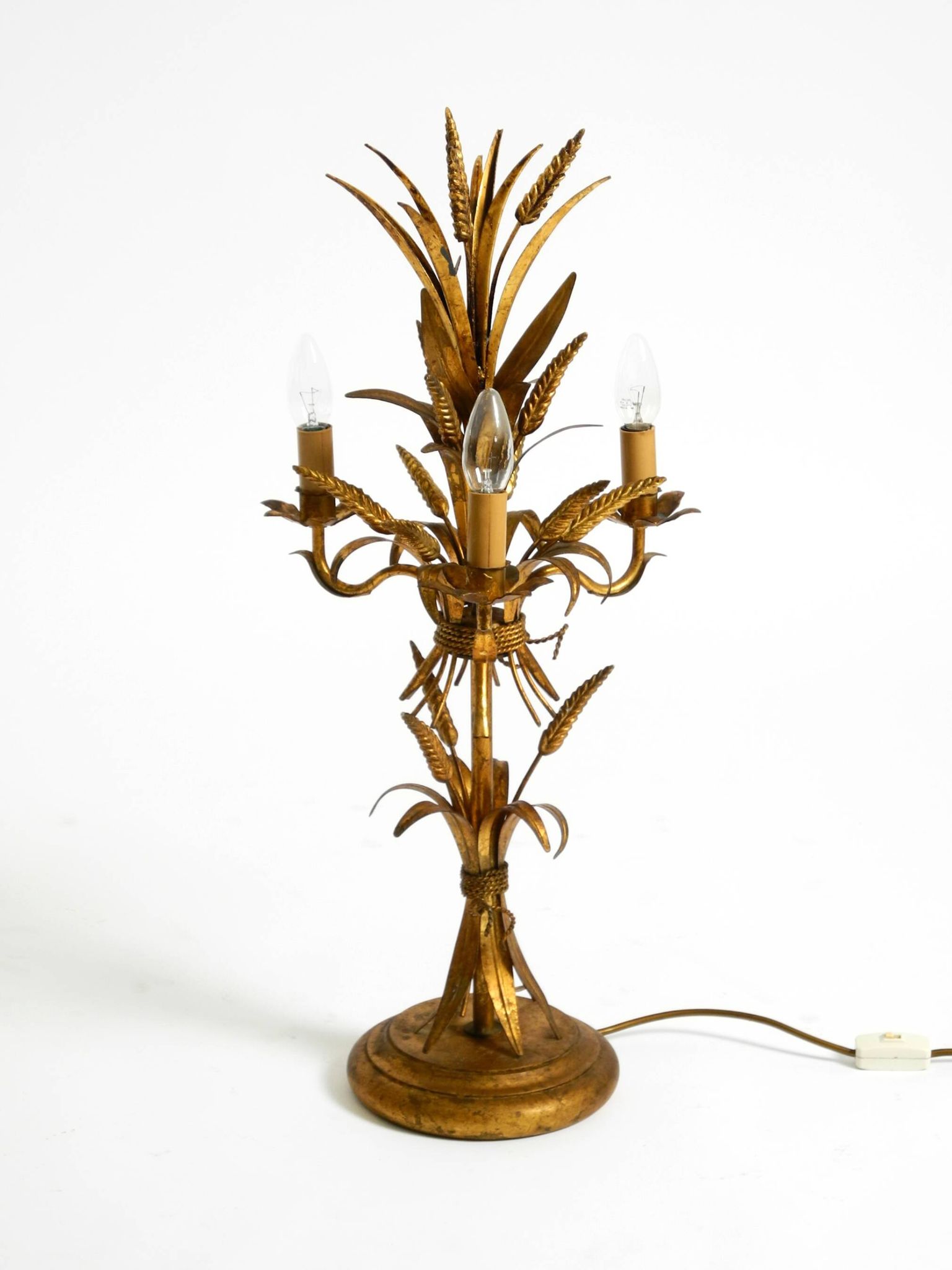 Original 1970s floral table lamp by Hans Kögl in the shape of a wheat sheaf