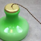 Big Mid-century Italian Brass and Glass Pendant Lamp