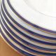 Six blue and gold Limoges porcelain dinner plates