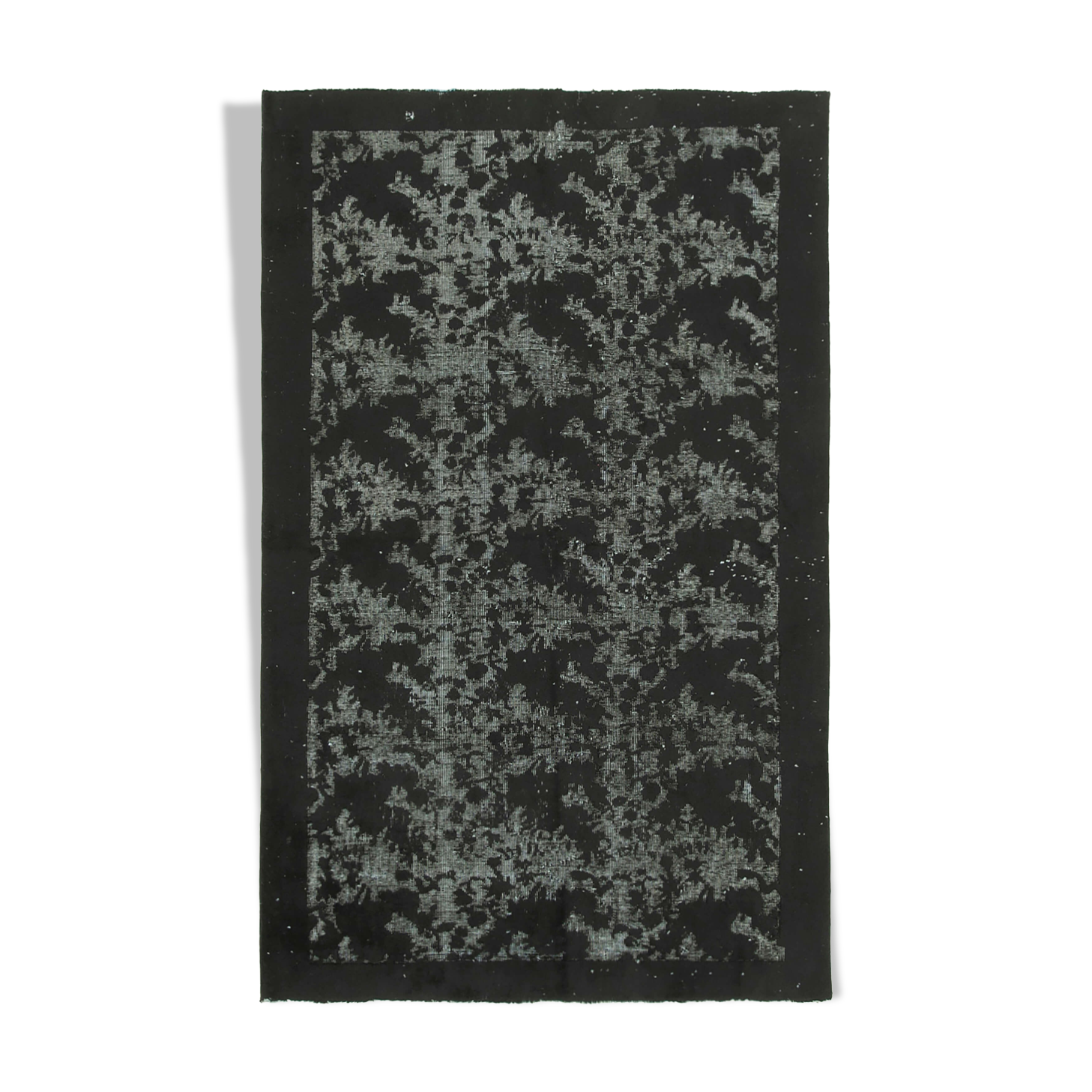 Handmade distressed oriental 1980s 158 cm x 250 cm black rug